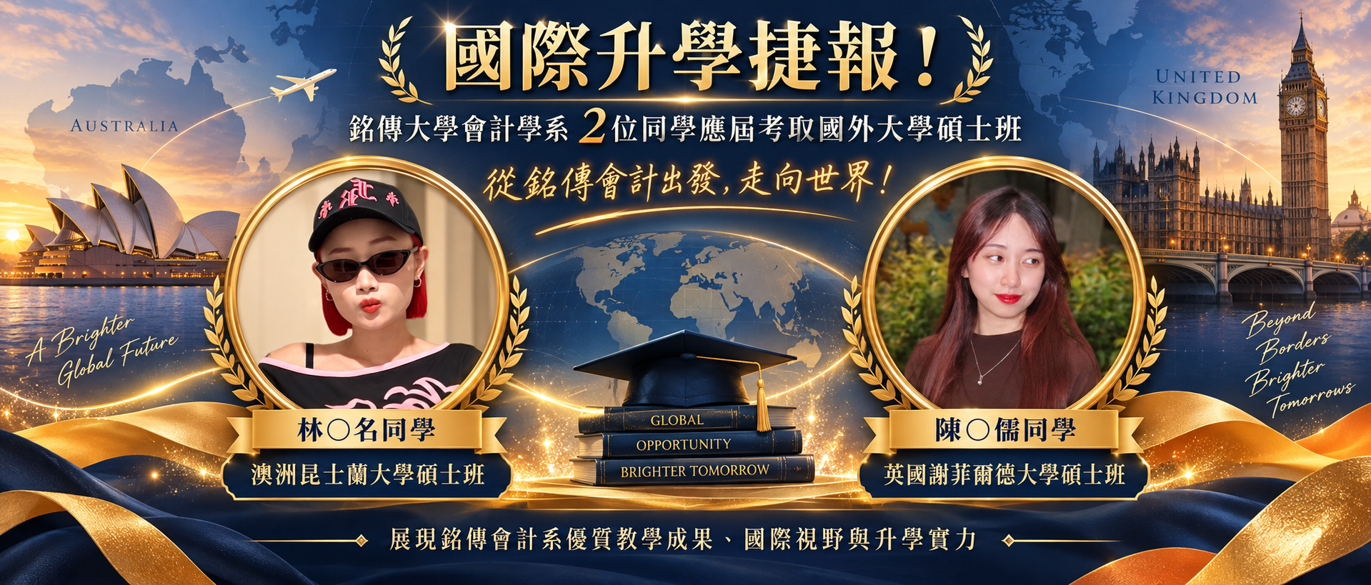 Featured image for “【升學捷報】國際升學捷報！銘傳會計系2位應屆生錄取澳洲、英國知名大學碩士班”